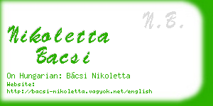 nikoletta bacsi business card